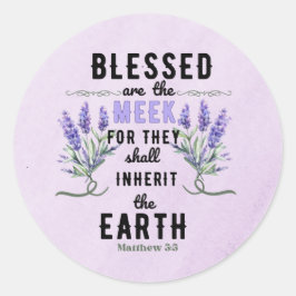 Retro Matthew 5:5 Lavender Watercolor Runt Klistermärke