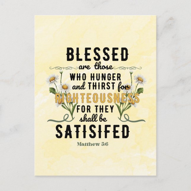 Retro Matthew 5:6 Daisy Vattenfärg Vykort (Framsida)