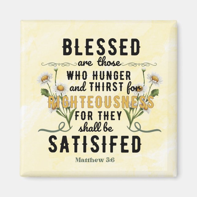 Retro Matthew 5:6 Vattenfärg Magnet (Framsidan)