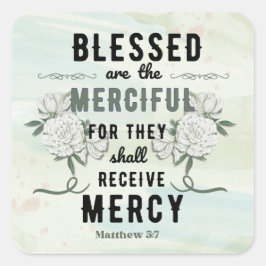 Retro Matthew 5:7 Bibelverse Fyrkantigt Klistermärke