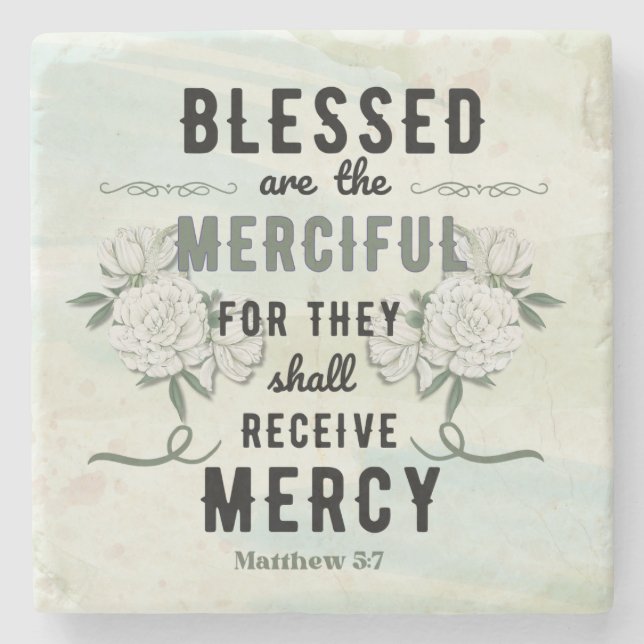 Retro Matthew 5:7 Bibelverse Stenunderlägg (Framsidan)