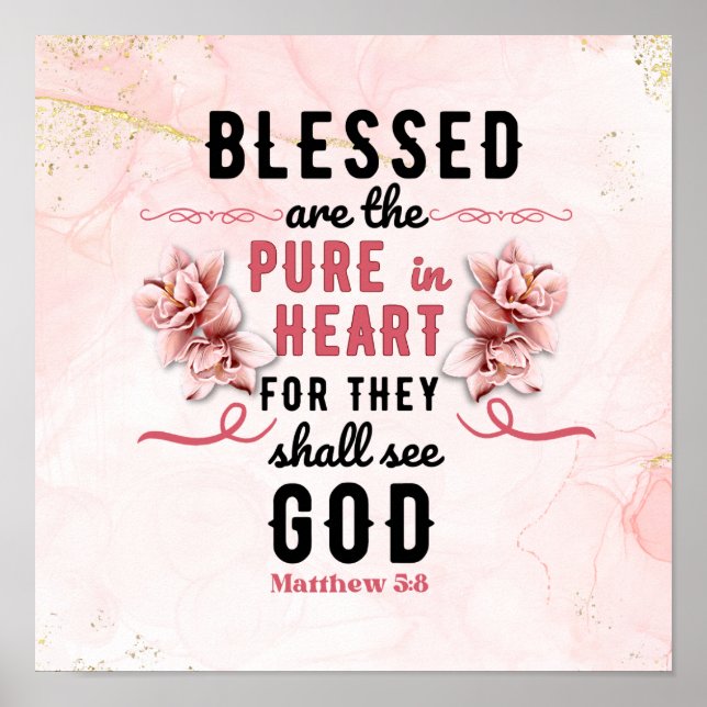 Retro Matthew 5:8 Calla Lillies Poster (Framsidan)