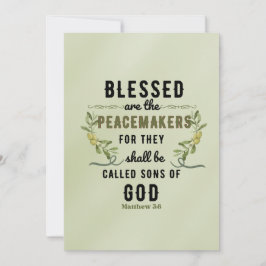 Retro Matthew 5:9 Vattenfärg i Olive Gren Anteckningskort