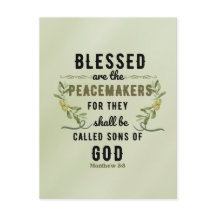 Retro Matthew 5:9 Vattenfärg i Olive Gren