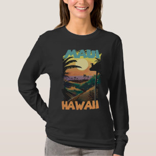 Retro Maui Hawaii Palmträd Ocean Surfing T Shirt