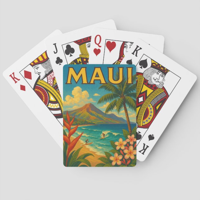 Retro Maui Hawaii Surfer Paradise Travel Casinokort (Baksidan)