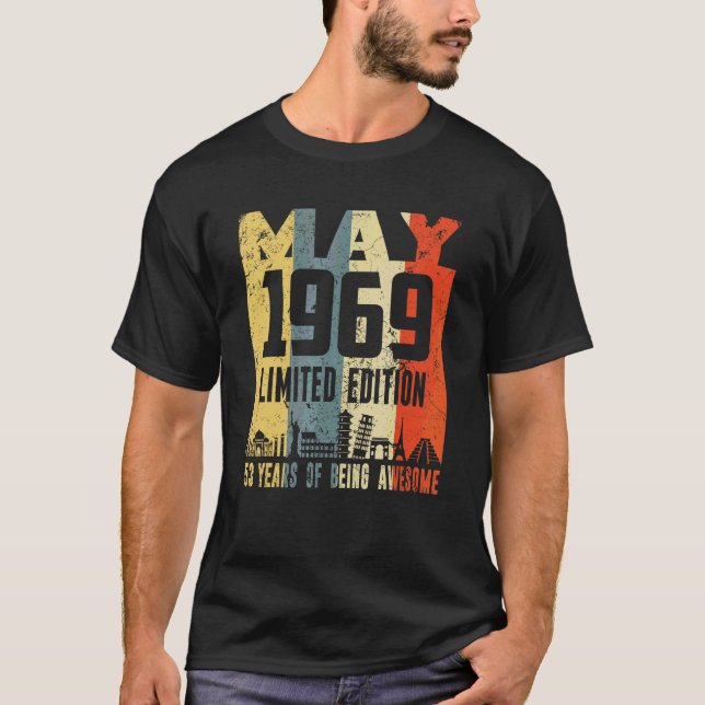 Retro May 1969 53 Birthday T Shirt (Framsida)