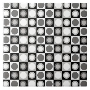 Retro MCM Geometric Mönster Black White Kakelplatta