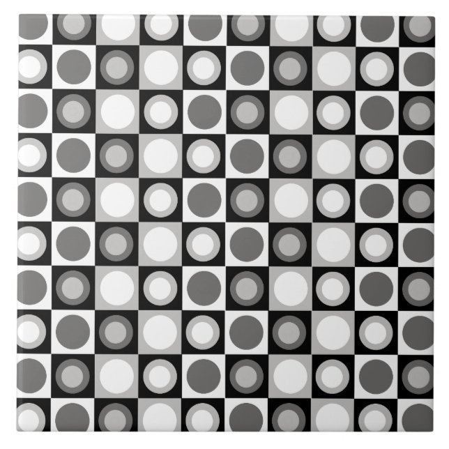 Retro MCM Geometric Mönster Black White Kakelplatta (Framsidan)