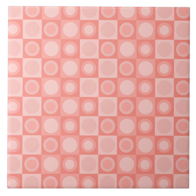 Retro MCM Geometric Mönster Salmon Rosa Kakelplatta (Framsidan)