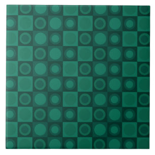 Retro MCM Geometric Mönster Teal Kakelplatta