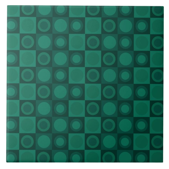 Retro MCM Geometric Mönster Teal Kakelplatta (Framsidan)