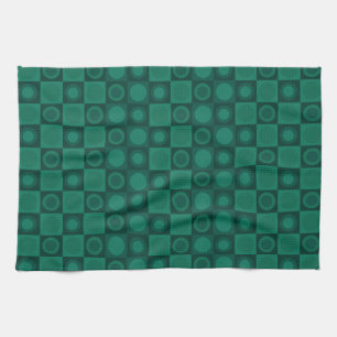 Retro MCM Geometric Mönster Teal Kökshandduk