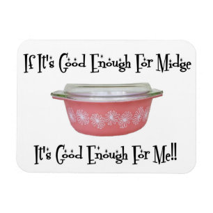 Retro MCM Pyrex Rosa Midge Magnet