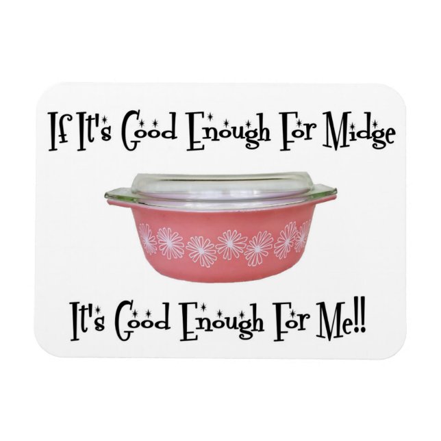 Retro MCM Pyrex Rosa Midge Magnet (Horisontell)