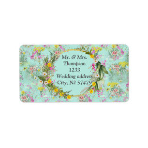 Retro Meadow Classic Flowers Adressetikett