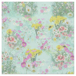 Retro Meadow Classic Flowers Fabric Tyg