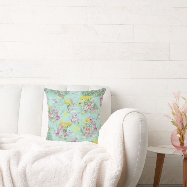 Retro Meadow Classic Flowers Kudde (Soffa)