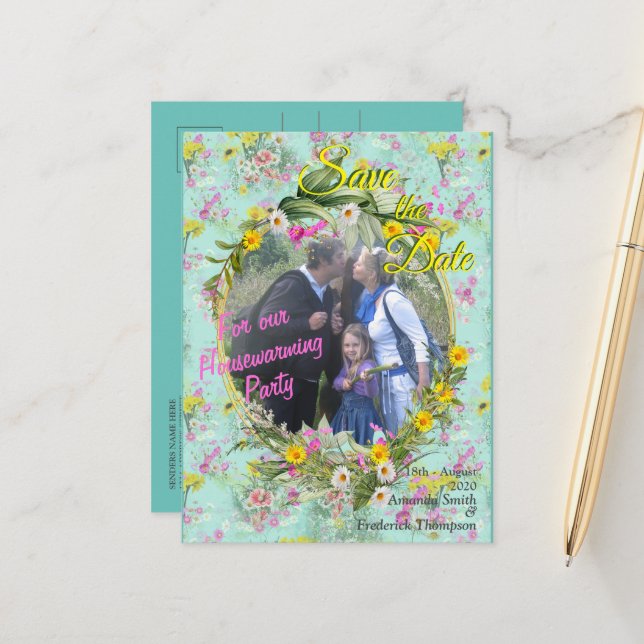 Retro Meadow Fält Flowers Meddelande Vykort (Fram/Back In Situ)