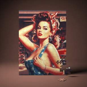 Retro Mechanic Girl Pussel