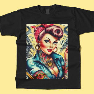 Retro Mechanic Girl T Shirt