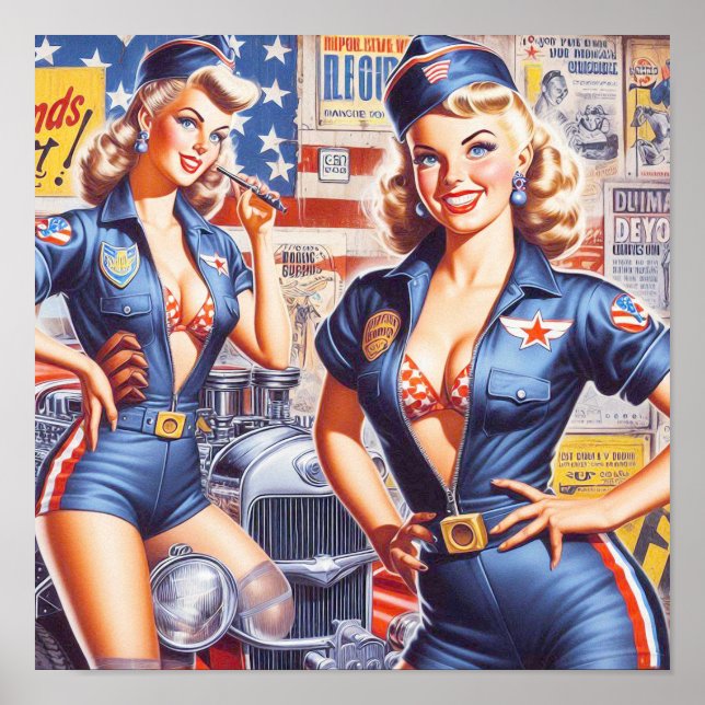 Retro Mechanic Pin-up Poster (Framsidan)
