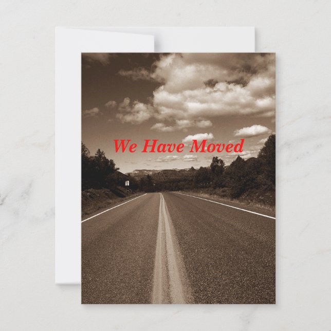 Retro meddelande för flyttning för Sepiahuvudvägvi (Framsida)