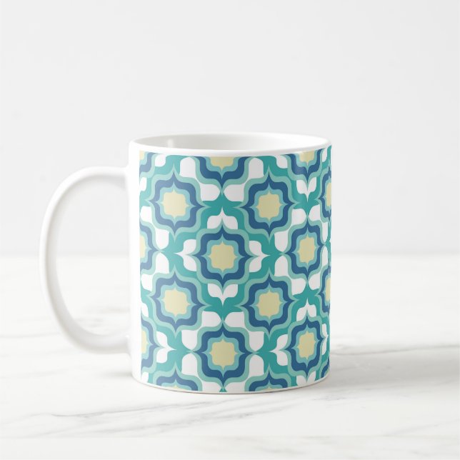 Retro Medelhavet Blå Vitt Kaffemugg (Vänster)