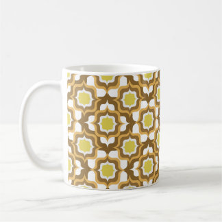Retro Medelhavet Gult Brunt Vitt Kaffemugg