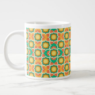 Retro Medelhavet Orange Grön Gul Vit Jumbo Mugg