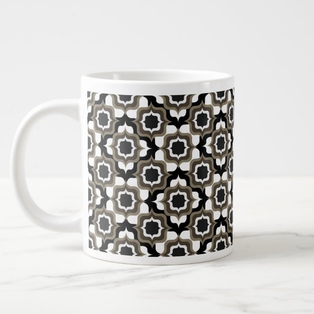 Retro Medelhavet Svart Grå Vit Jumbo Mugg (Vänster)