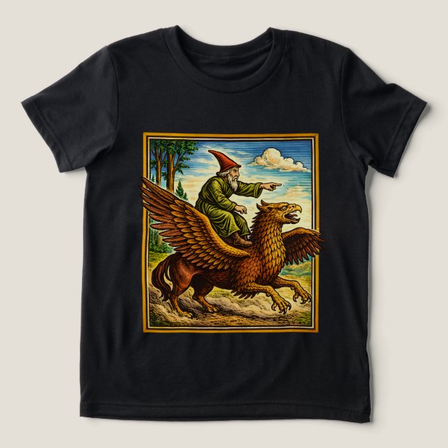 Retro medeltida snigelryttare fantasy t-shirt post (Design Framsida)