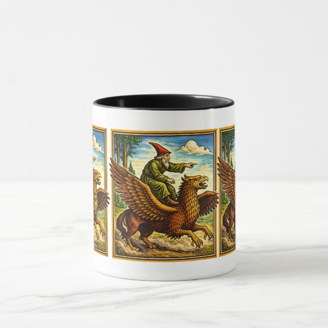 Retro medeltida snigelryttare fantasy t-shirt vyko mugg (Center)