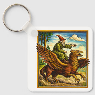 Retro medeltida snigelryttare fantasy t-shirt vyko nyckelring