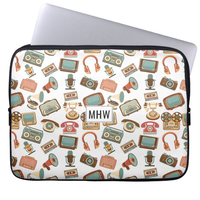 Retro Media anpassningsbar monogram laptop sleeve (Framsidan)
