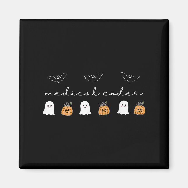 Retro Medical Coder Pumpkin Ghost Worker Halloween Magnet (Framsidan)