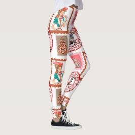 Retro medicinsk julstämpel Set Konst Leggings