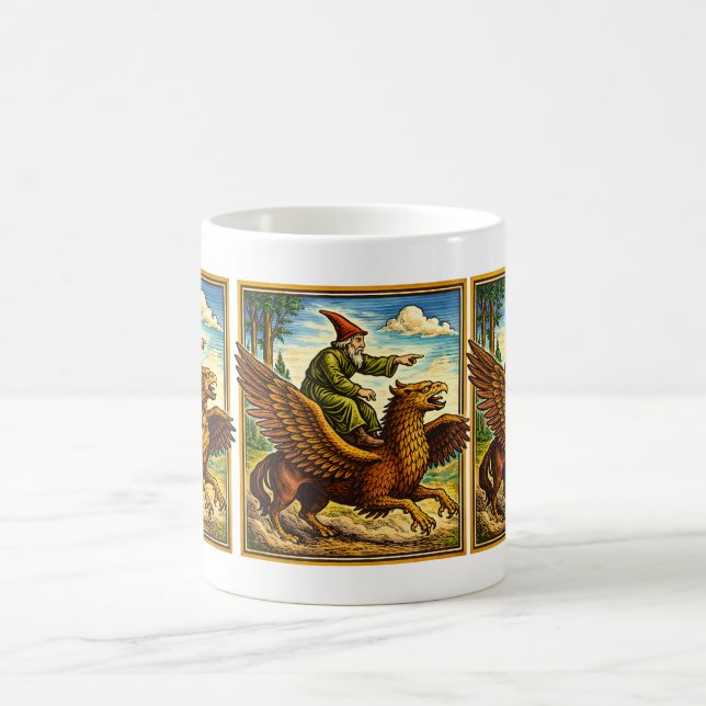 Retro Medieval Snail Rider Fantasy Tee Postcard Kaffemugg (Center)