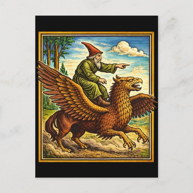 Retro Medieval Snail Rider Fantasy Tee Postcard Vykort (Framsida)