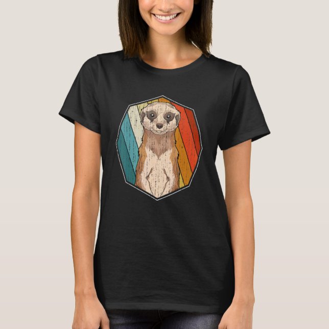 Retro Meerkat Afrika Safari Zoo Animal Meerkat T Shirt (Framsida)
