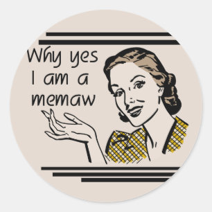 Retro Memaw T-shirts och presenter Runt Klistermärke