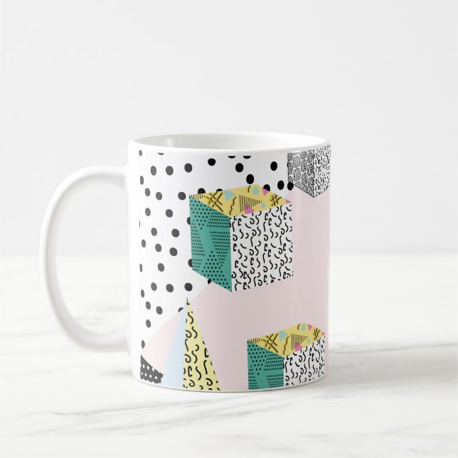 Retro Memphis: 80-90-tal Hipster Mönster. Kaffemugg (Vänster)