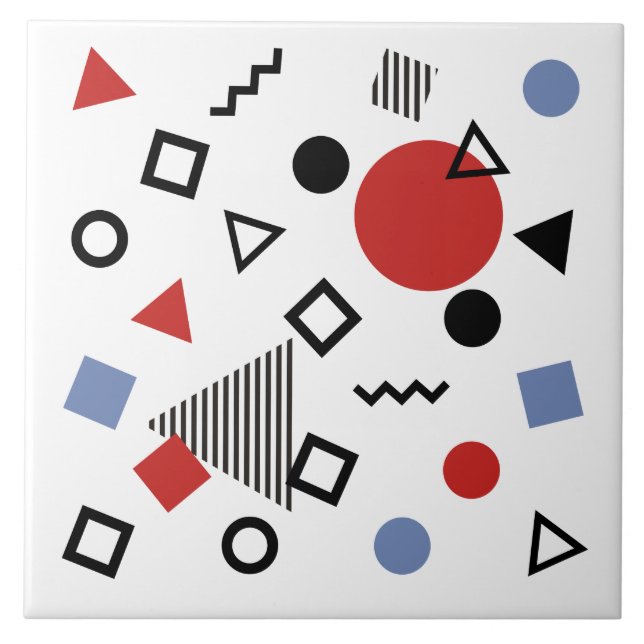 Retro Memphis designmönster Kakelplatta (Framsidan)