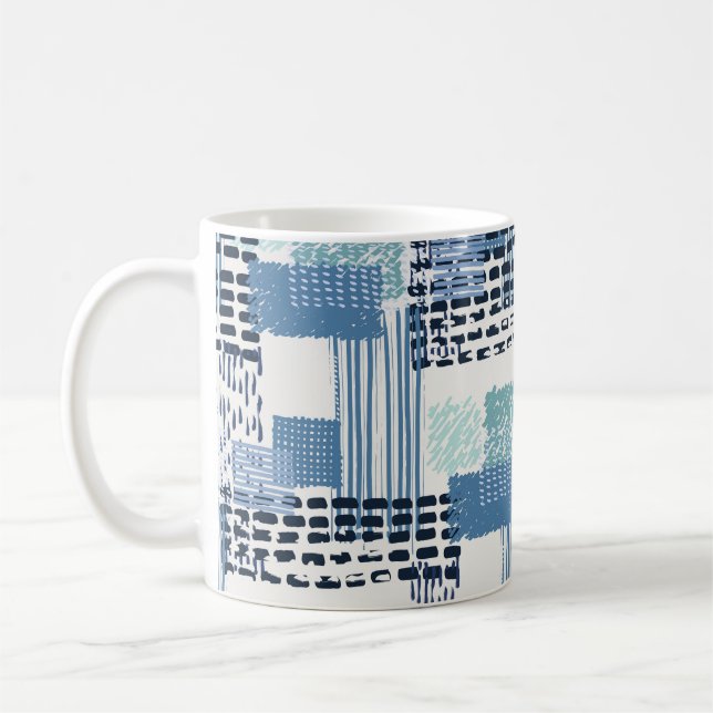Retro Memphis Doodle Seamless Mönster Kaffemugg (Vänster)