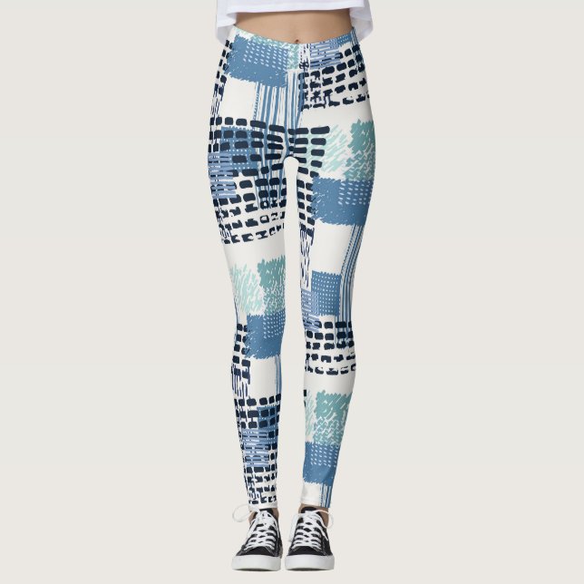 Retro Memphis Doodle Seamless Mönster Leggings (Framsida)