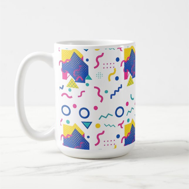 Retro Memphis Geometric Mönster Kaffemugg (Vänster)