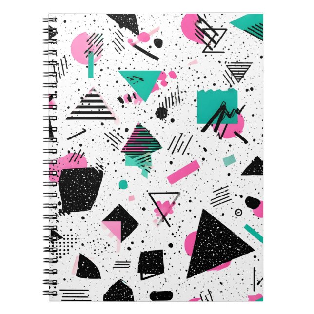Retro Memphis Geometric Pattern Anteckningsbok (Framsidan)
