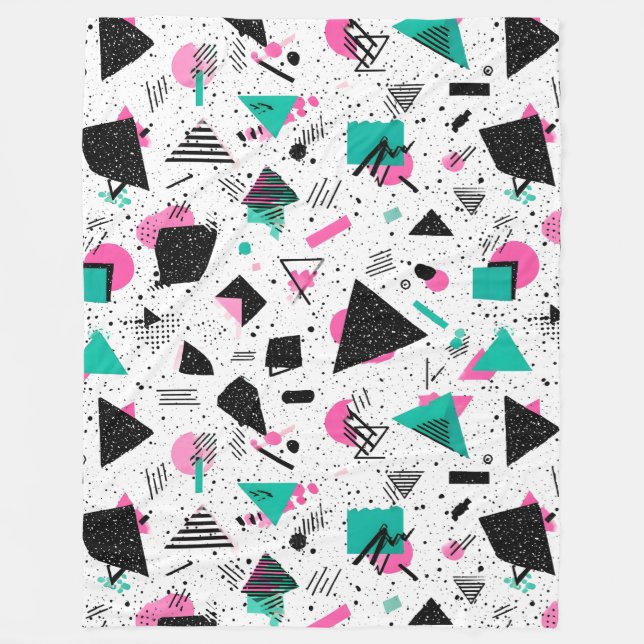 Retro Memphis Geometric Pattern Fleecefilt (Framsidan)