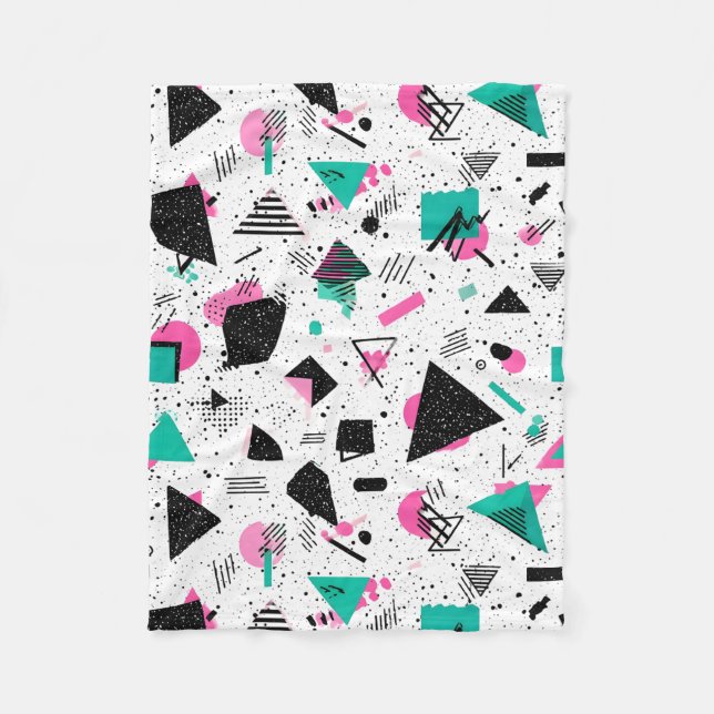Retro Memphis Geometric Pattern Fleecefilt (Framsidan)
