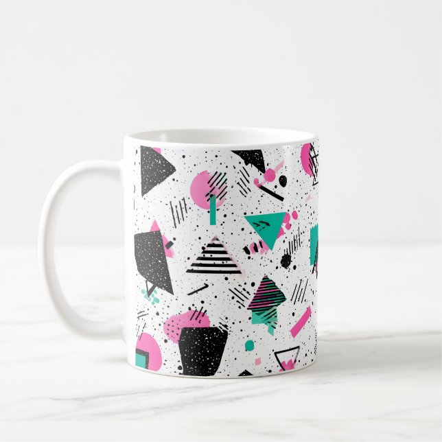 Retro Memphis Geometric Pattern Kaffemugg (Vänster)